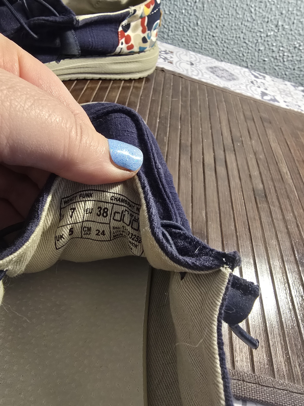 Hey Dude Casual Slip-On Sneakers in Navy with Tan Soles - Picture 4 of 4